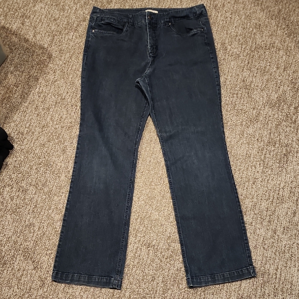 Jones New York Stretch Denim Jeans Dark Wash Size 14 Inseam 31 Waist Flat 18 In.